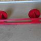 Old vintage wall coat rack 2 round metal hooks lacquered red new