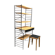 Bibliothèque modulable et tabouret en métal noir et hêtre, 1960