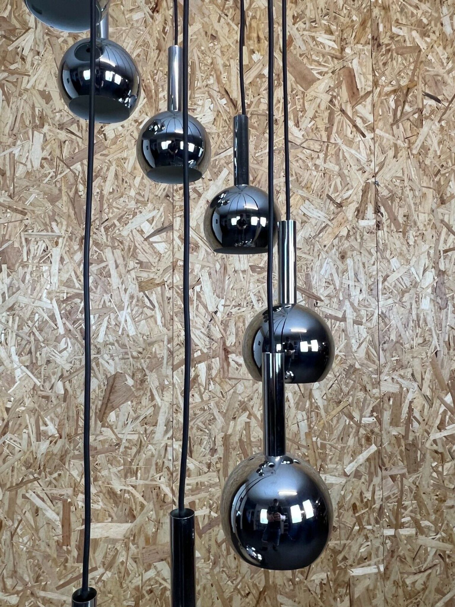 Lampe cascade plafonnier chrome space age 60s 70s Wortmann & Filz