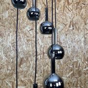 Lampe cascade plafonnier chrome space age 60s 70s Wortmann & Filz