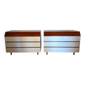 Pair of vintage rosewood and brushed aluminium chests of drawers