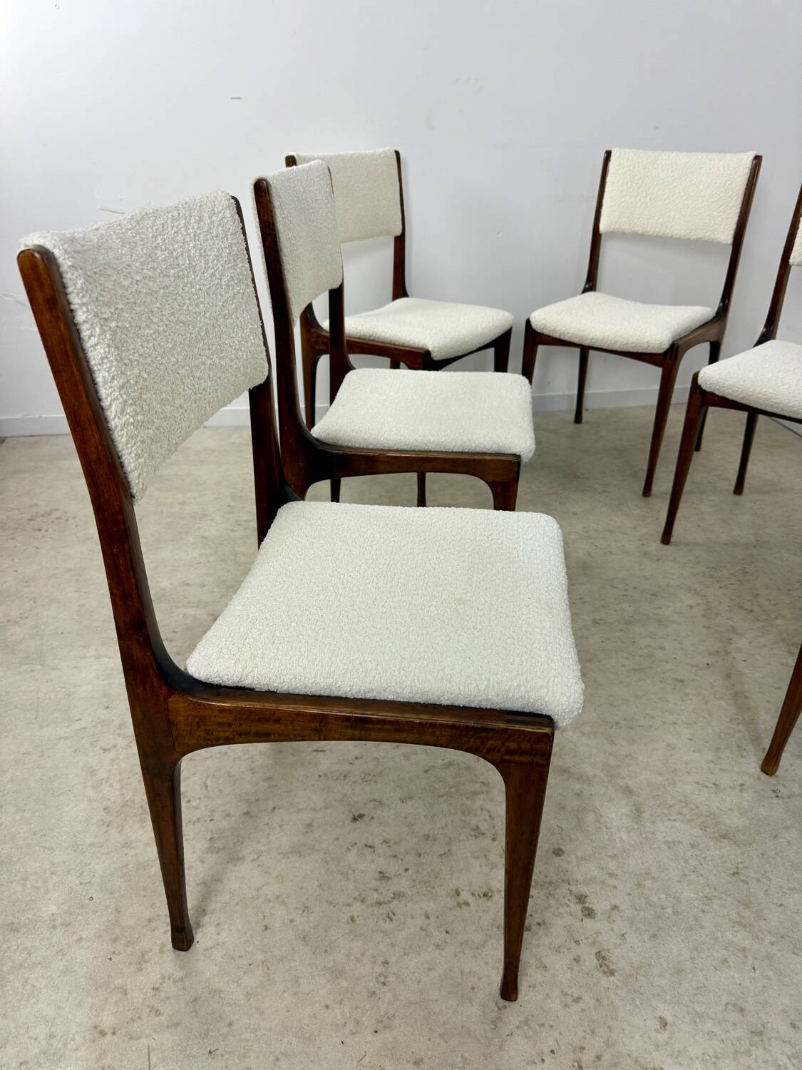 Set of 6 Italian design chairs Carlo de Carlo Cassina model 693 late 50s bouclette
