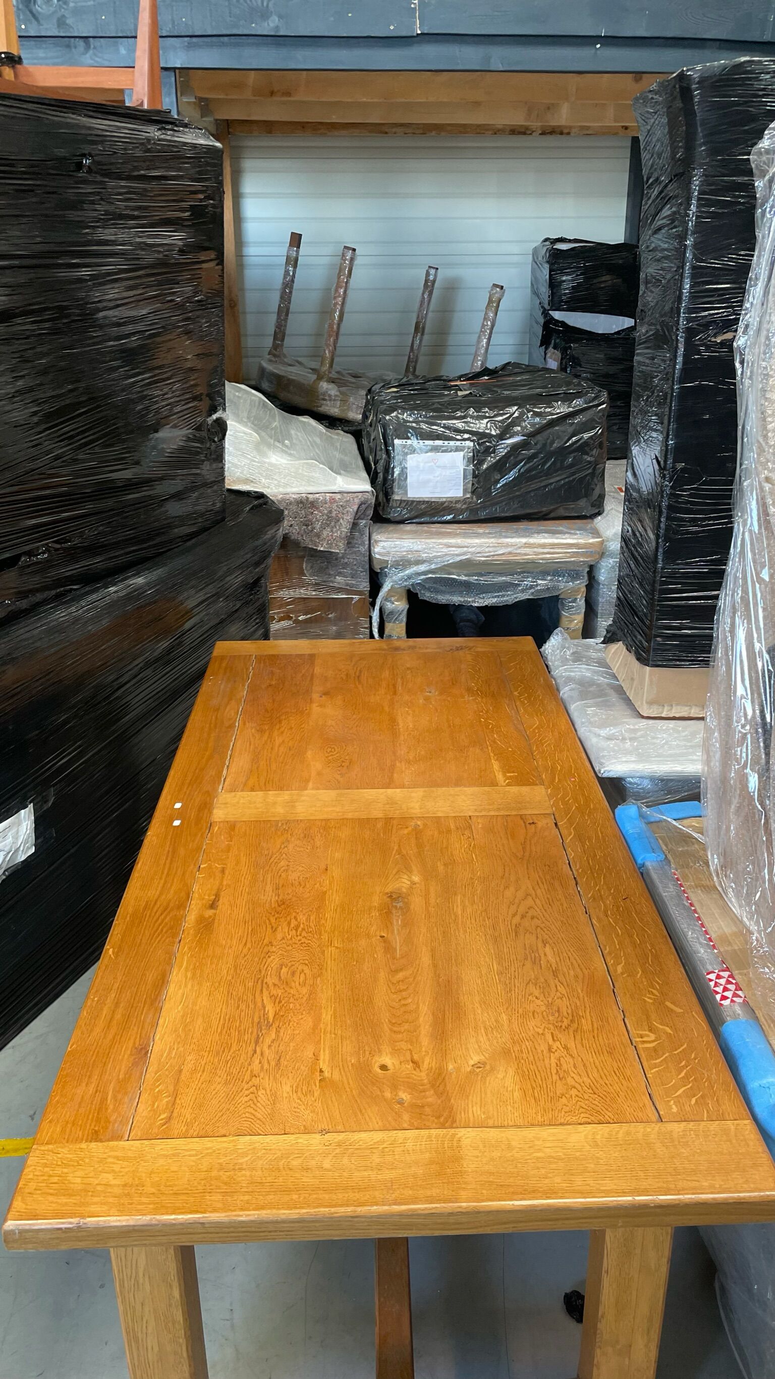 Wooden farmhouse table