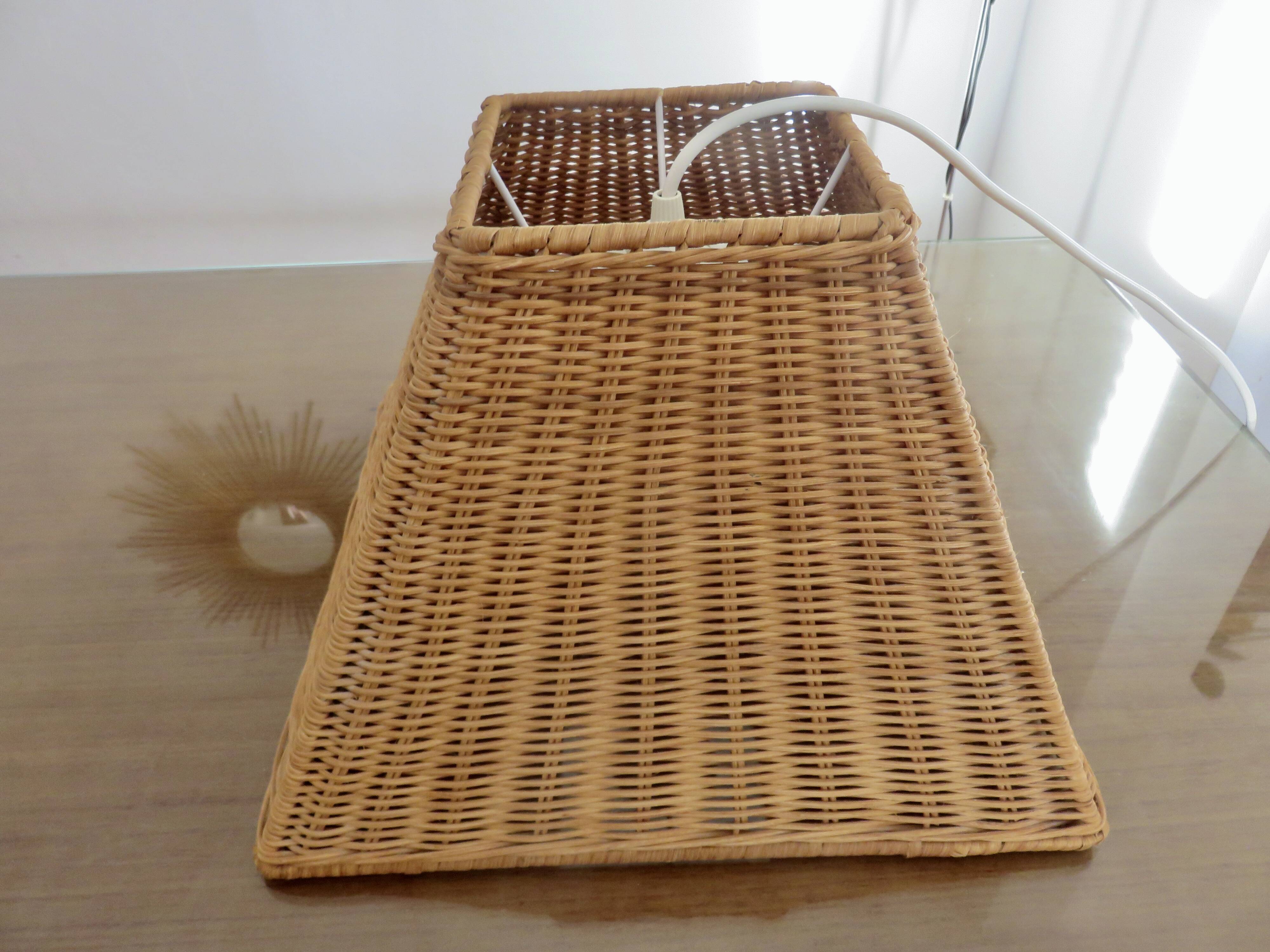 Large 1970s rattan pendant light