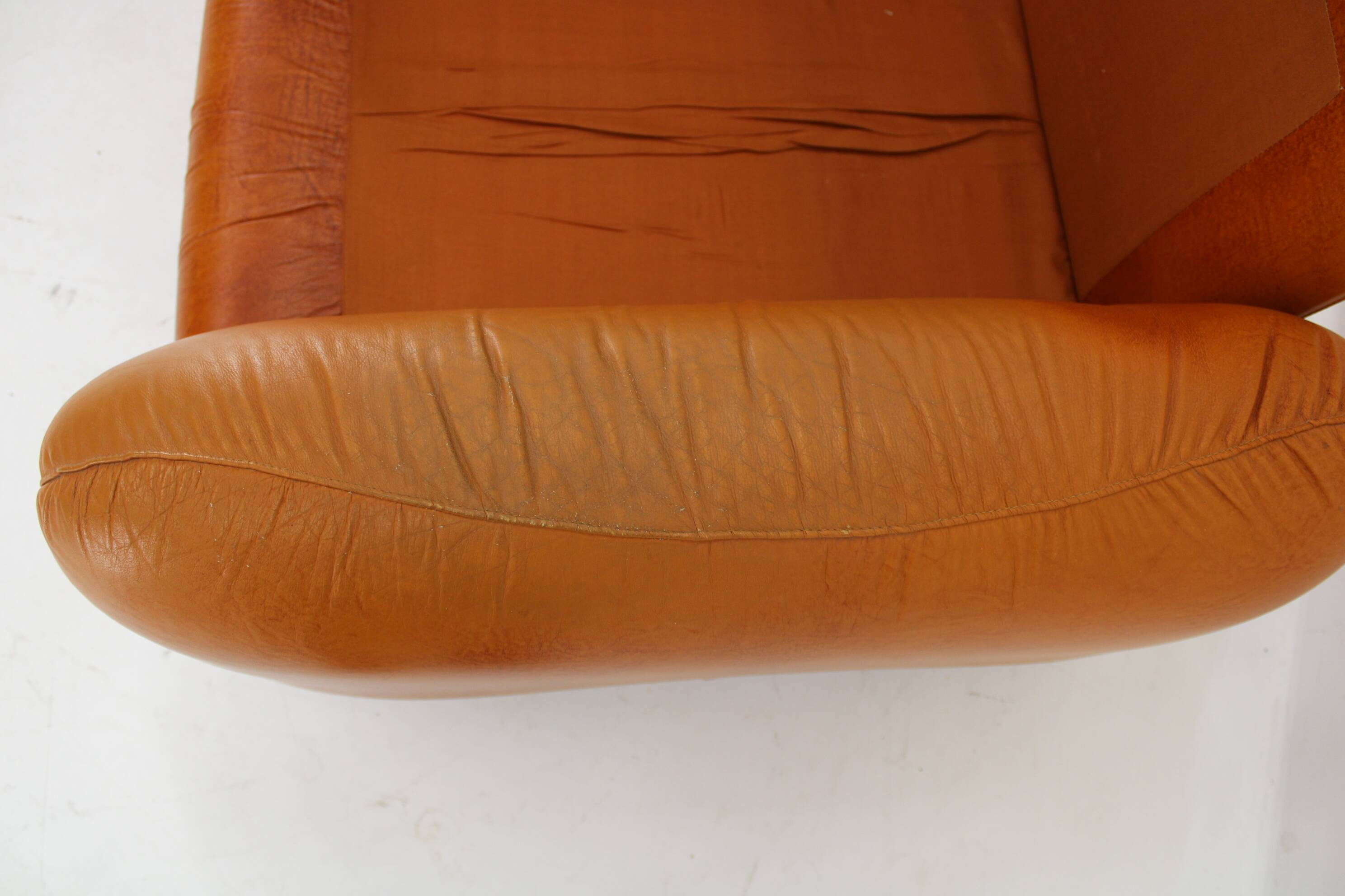 1970s  Cognac Leather Armchair ,Italy
