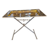 Coffee table with amber Bakelite top, turtle pattern, Vintage 70's