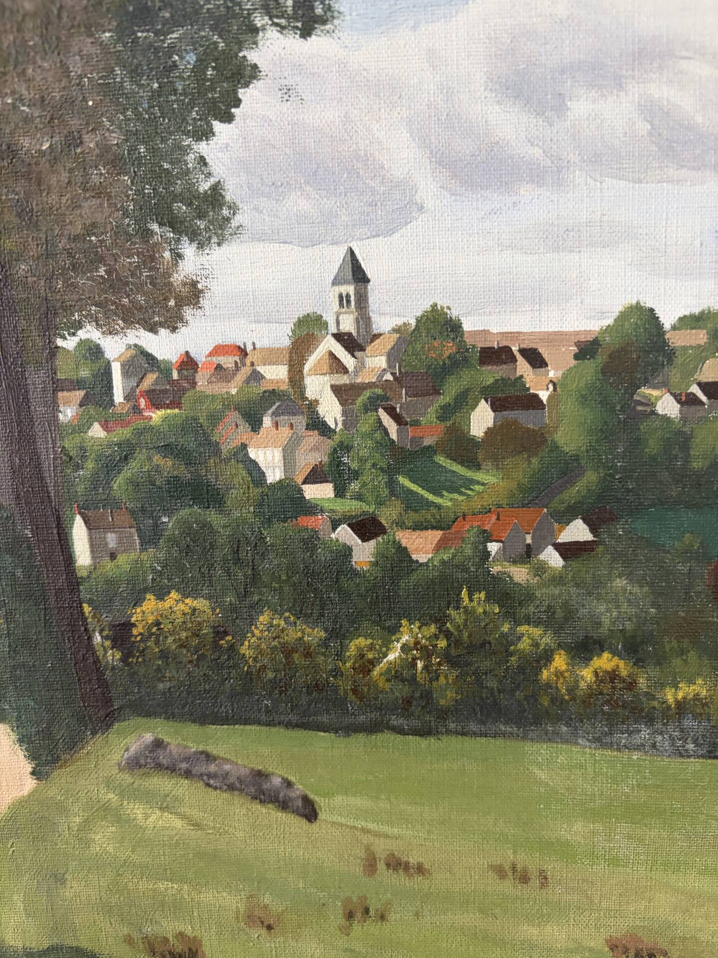 Vue sur le village, huile sur toile