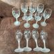 Set of 11 crystal footed digestif glasses