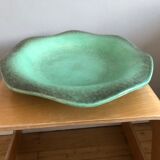 Large dish of the 1950s with wavy edge color green celadon