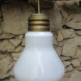 Pendant Lamp Bulb Opaline Glass Vintage 70s