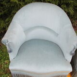 Pair of blue velvet toad armchairs