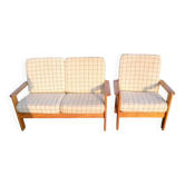 Canapé et fauteuil en pin massif
