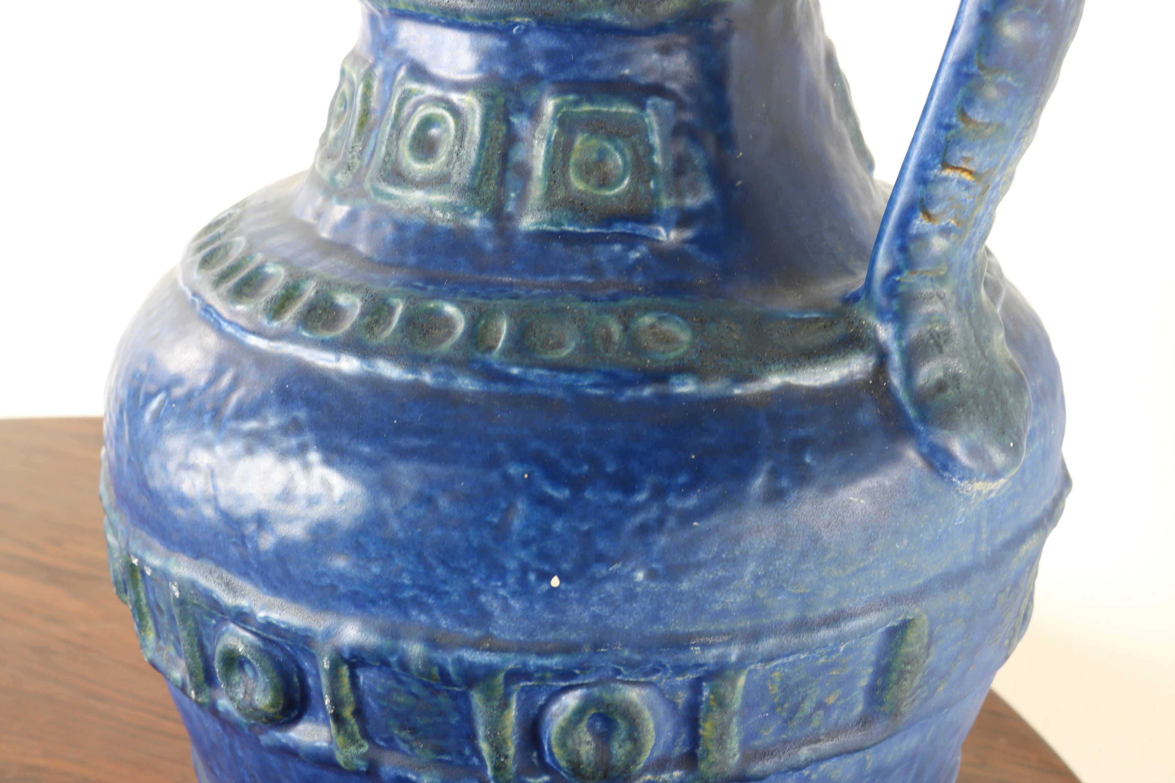 Beautiful sixties blue ceramic floor / table lamp