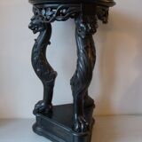 Sellette guéridon Napoléon III en bois noirci tête et pattes de lion 68 cm