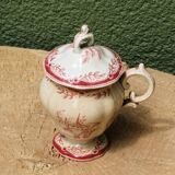 Sarreguemines earthenware mustard pot, Watteau model