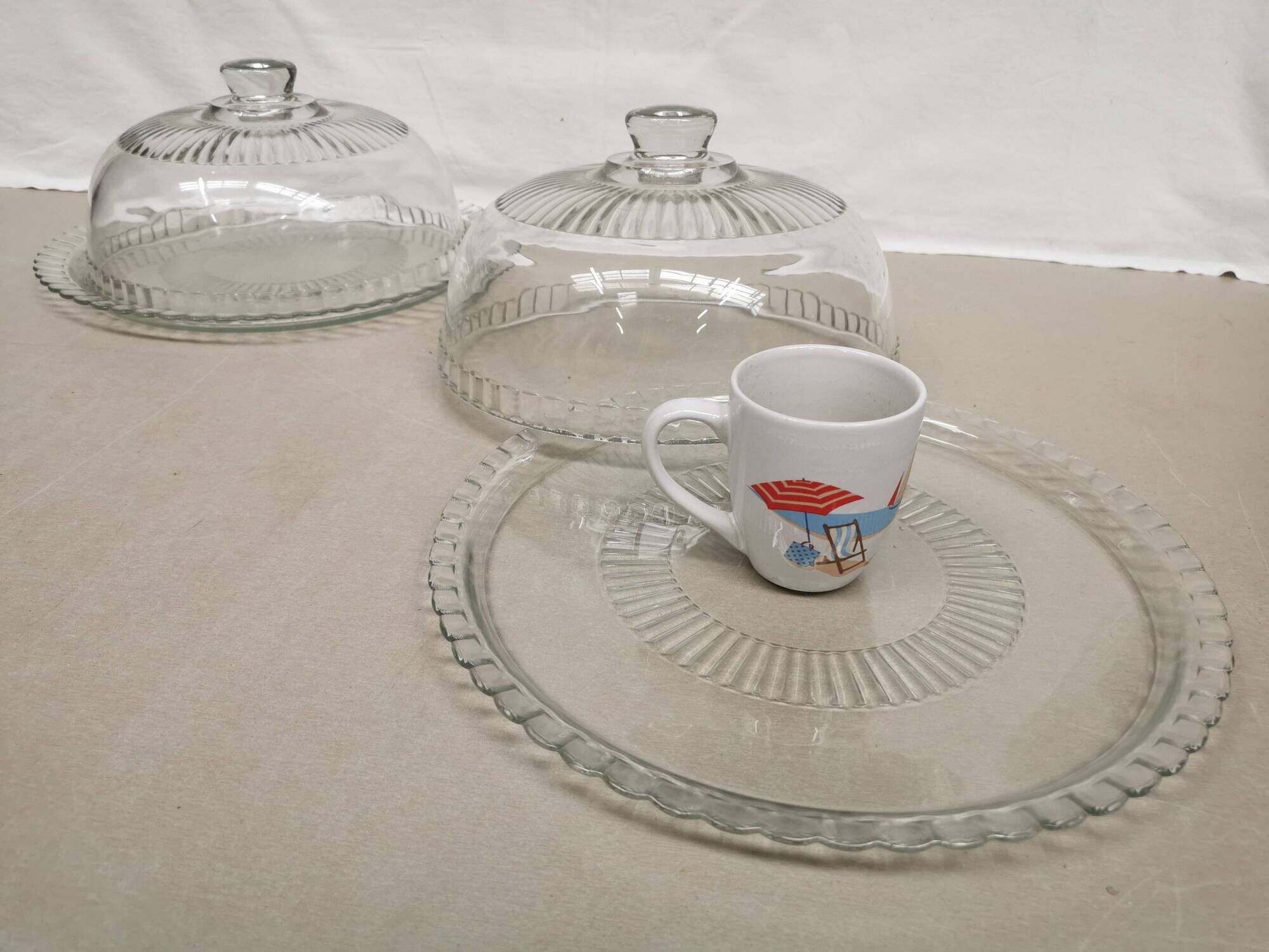 Pair of Cake/Cheese Dishes, Tart Cloche, Glass Pastry