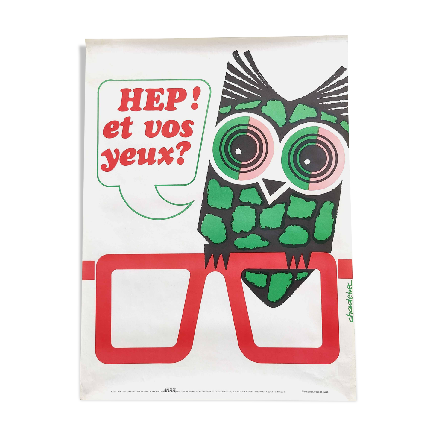Vintage poster INRS 1987 graphics Chadebec
