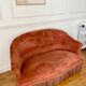Pink velvet sofa