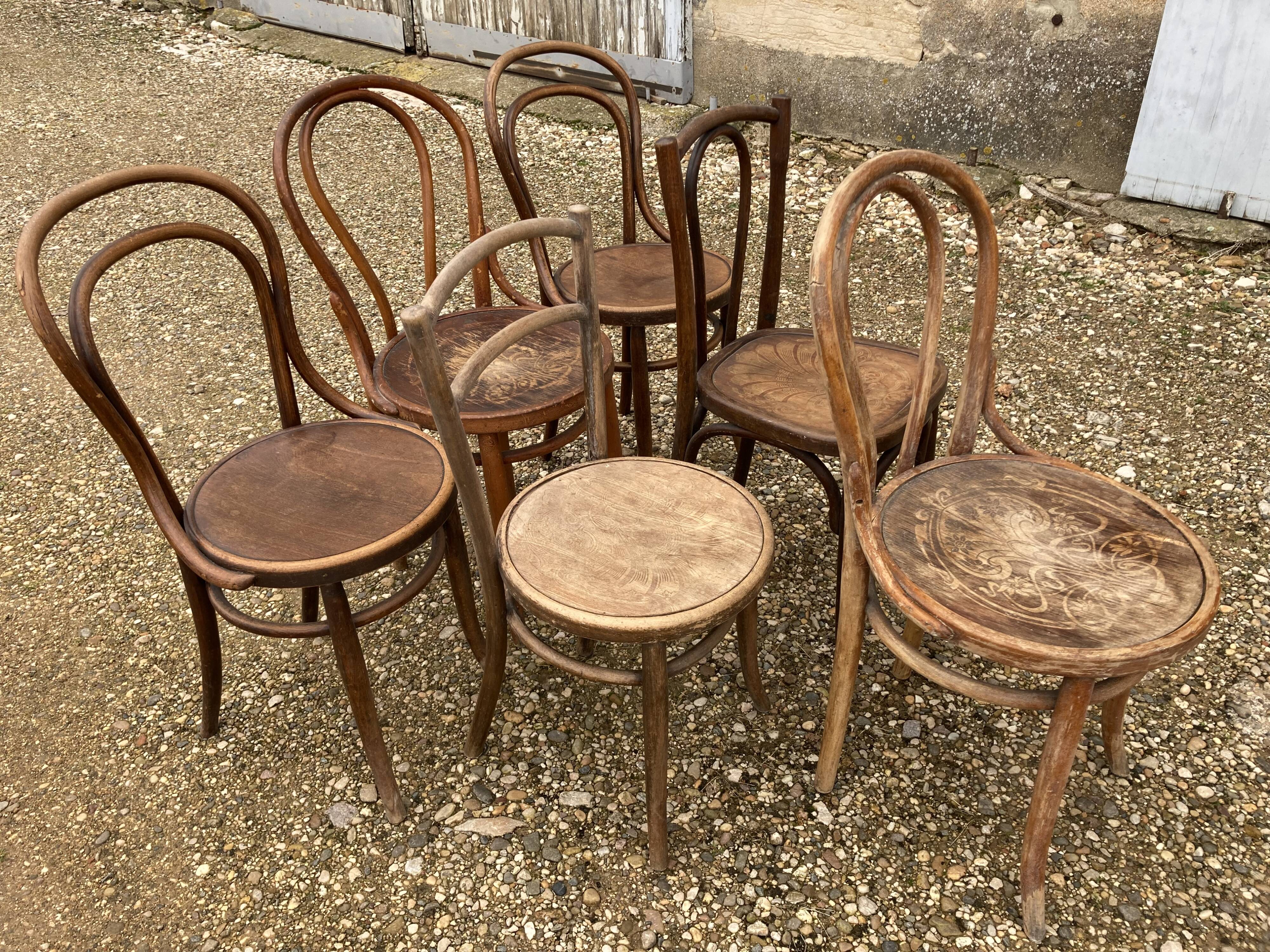 6 mismatched bistro chairs