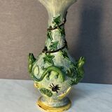 Majolica Palissy vase, dating from the Victorian era circa 1890