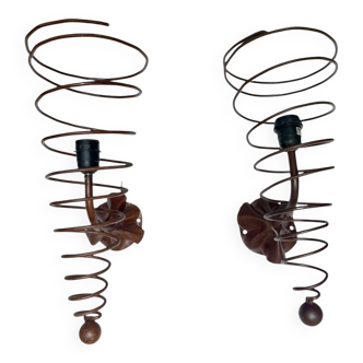 Pair of twisted wrought iron wall sconces, Pescatore