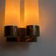 Vintage double wall lamp, brass and opaline, Leuchten Neuhaus Germany 1960