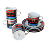 Service à café style Memphis en porcelaine, Burg Lindau, années 80