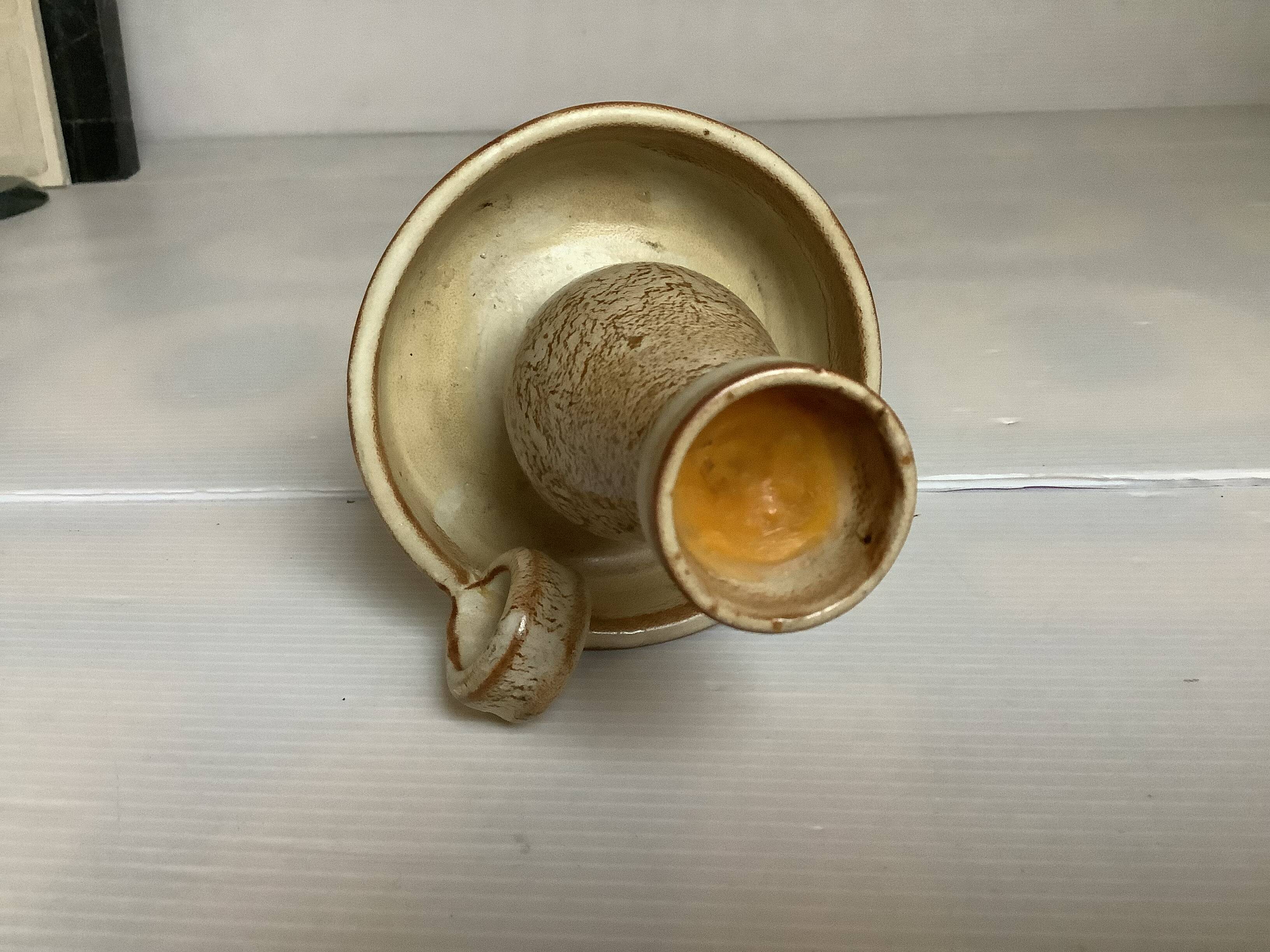 Speckled beige ceramic candle holder