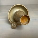 Speckled beige ceramic candle holder