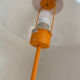 Lampe champignon vintage métal laqué orange et plastique blanc