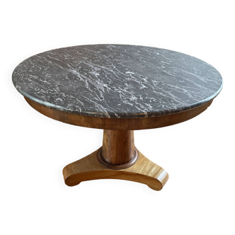 Empire style pedestal table, black marble top