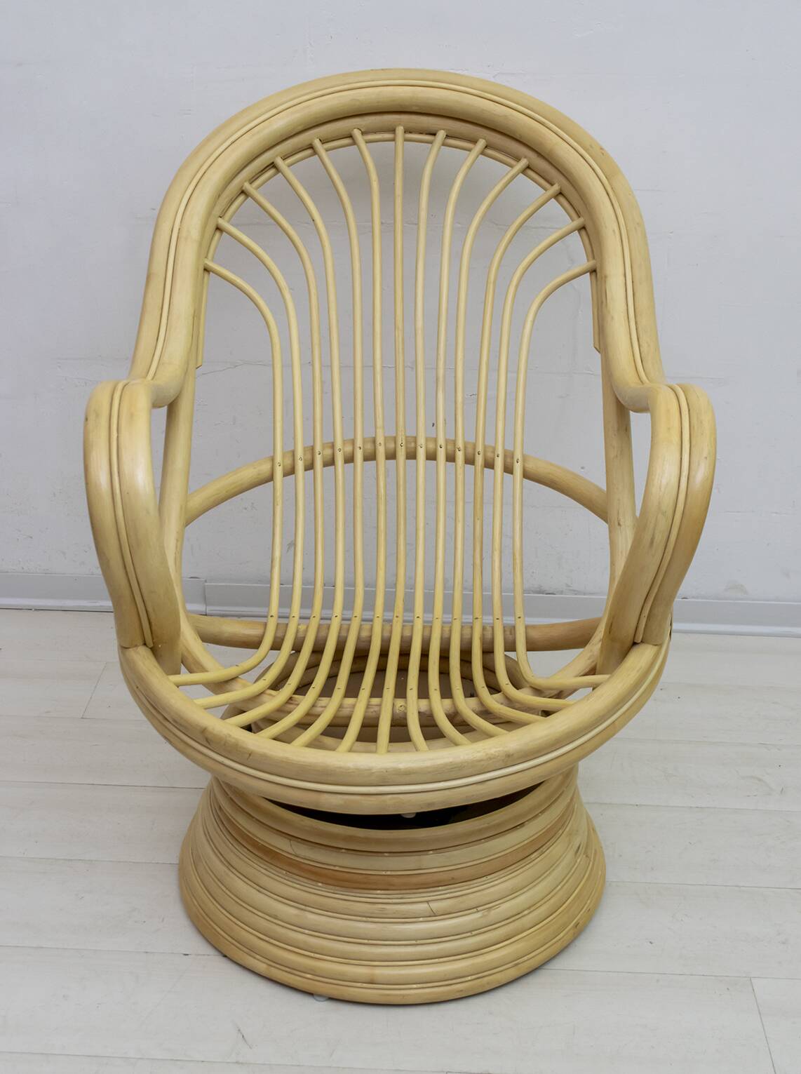 Mid-Century Modern Swivel and Rocking Armchair Bamboo, 1970s