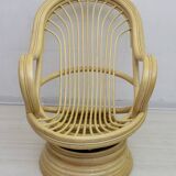 Mid-Century Modern Swivel and Rocking Armchair Bamboo, 1970s