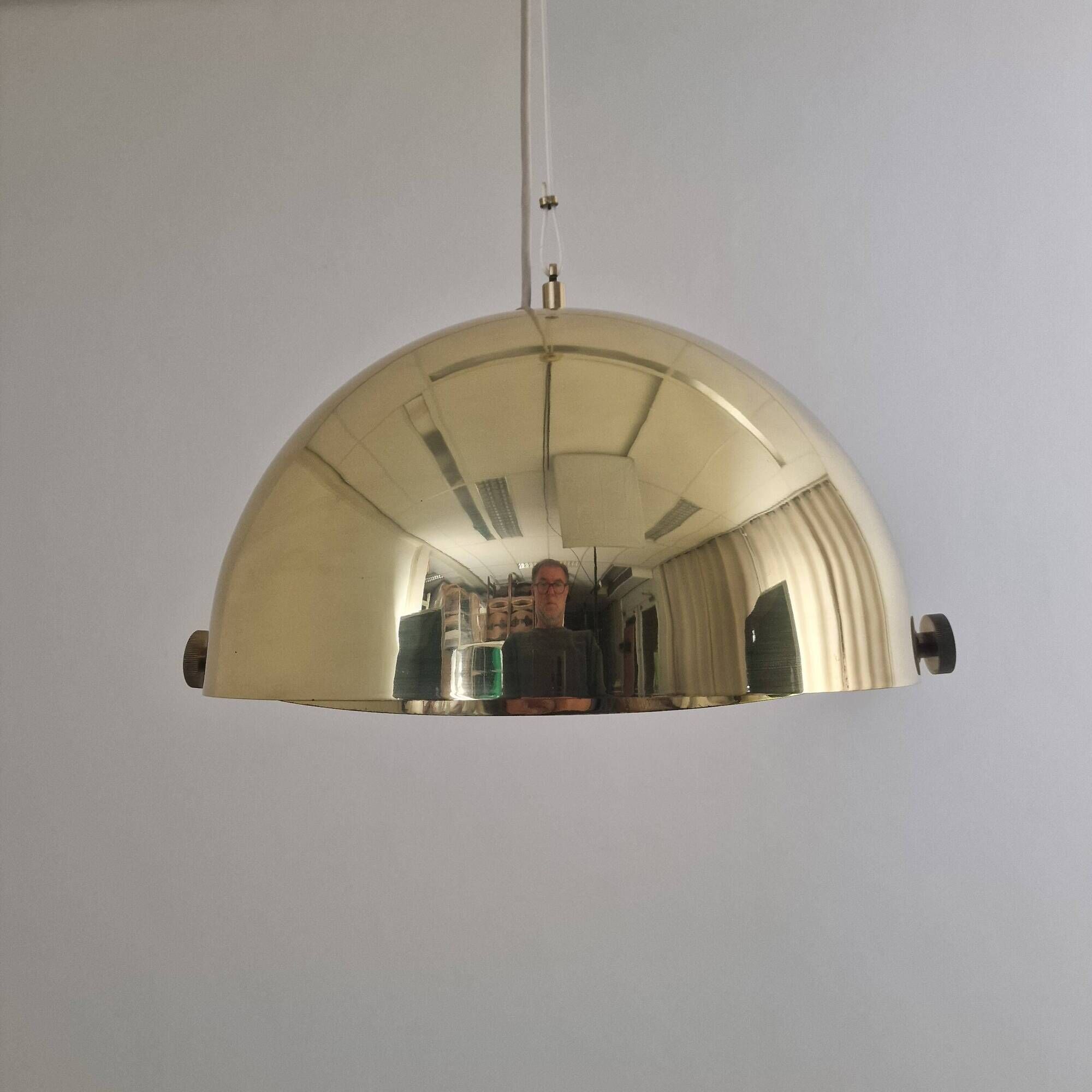 Adjustable Brass "Dome" Pendant Light by Vereinigte Werkstätten München 60s