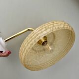 Angled wall lamp with vintage shade in yellow Clichy glass