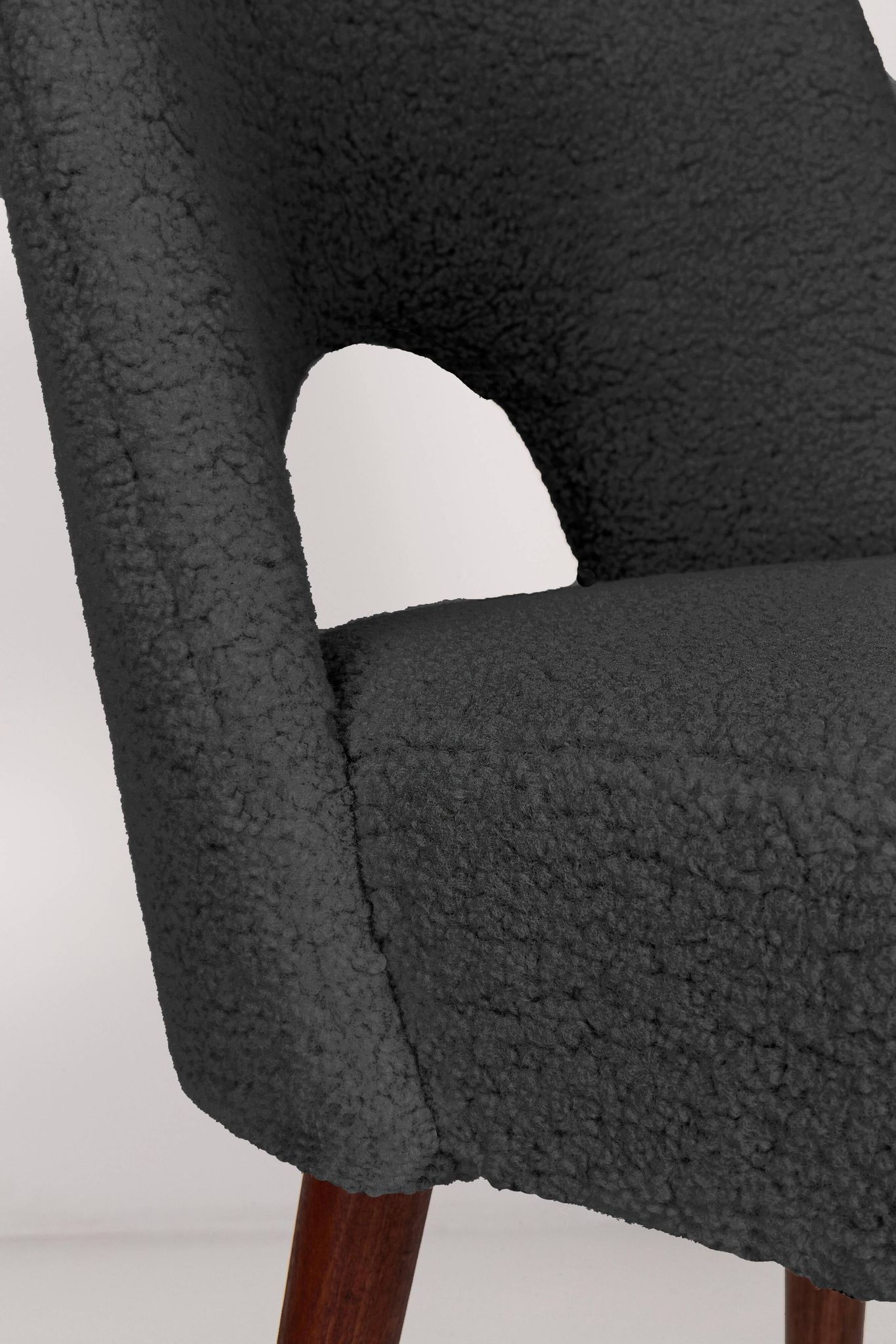 Chaise 'Shell' en bouclé gris foncé, années 1960