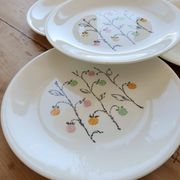 4 assiettes plates vintage faïence de Gien modèle Marie-Claire