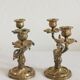 2 chandeliers bougeoirs deux bras en laiton doré vintage