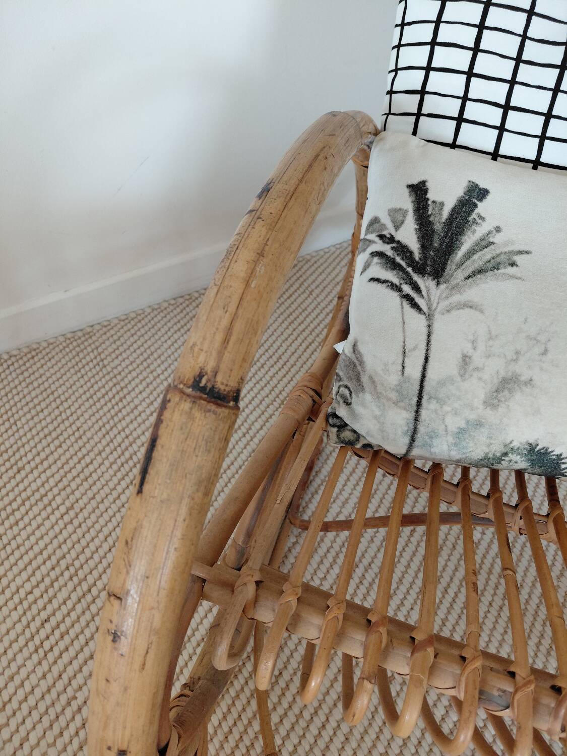 Natural rattan rocking chair - Vintage 1960s/70s