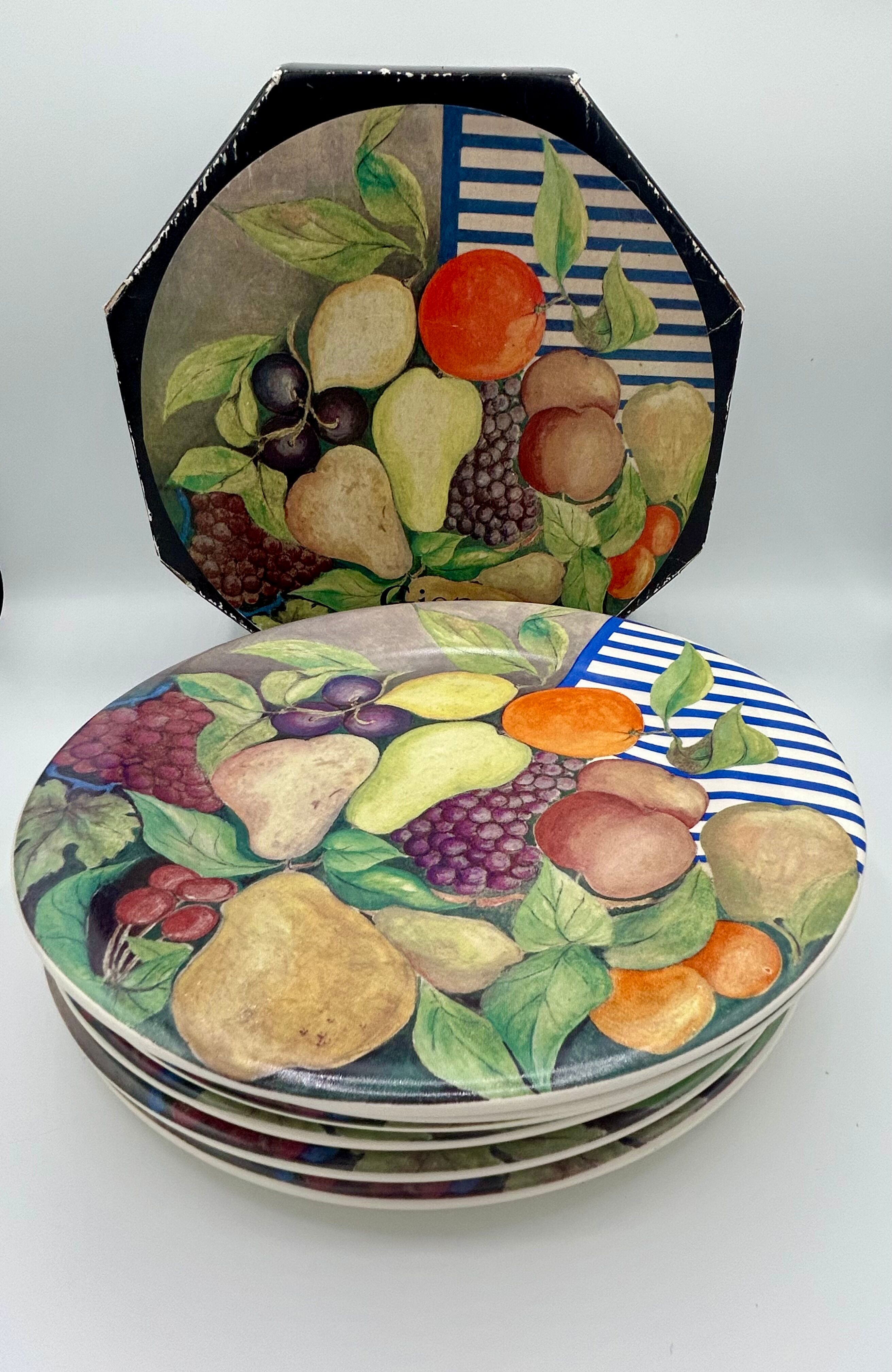 Set of 6 Gien plates “La Ronde des Fruits” – 22 cm – Original box