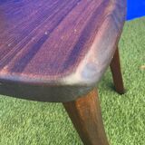 Pair of brutalist T-shaped chairs, solid Aranjou elm, design Olavi Hanninen, 1970