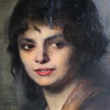 Oil on canvas painting with its beautiful original frame by Fernande Hortense Cécile de MERTENS