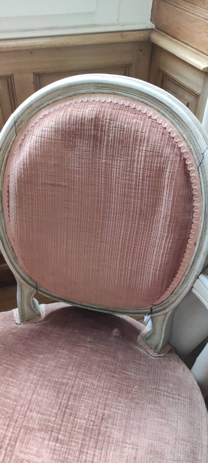 Pair of Louis XVI style medallion armchairs