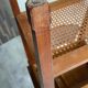 Occasional table in cherry wood, 1 drawer, 1 cane shelf, 1950.