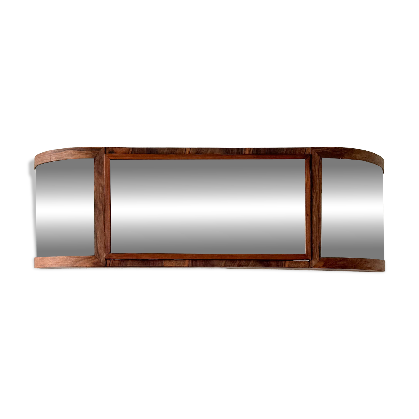 Art Deco-style wall-mounted display cabinet with floral engraving