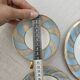 Vintage Bavaria ivory tea/coffee trio, sky blue & gold graphic waves.