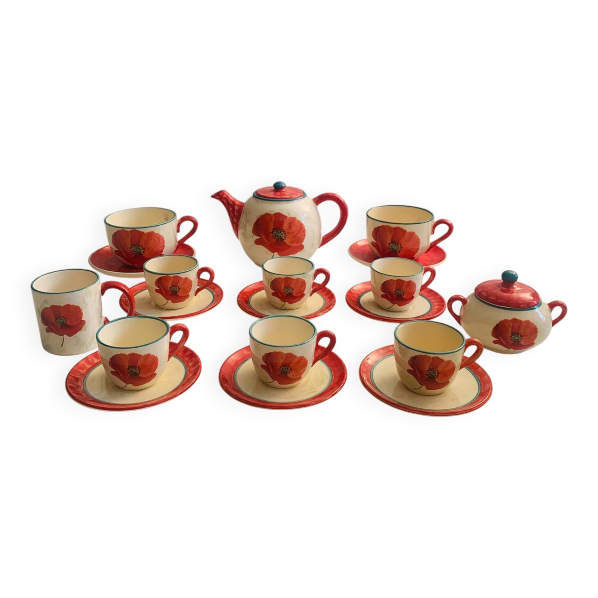 Lunéville porcelain coffee/tea service - "Poppy" collection