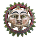 Masque de soleil mexicain vintage en bois sculpté à la main avec laque de couleur vive, art mural décoratif traditionnel rétro d'Amérique du Sud