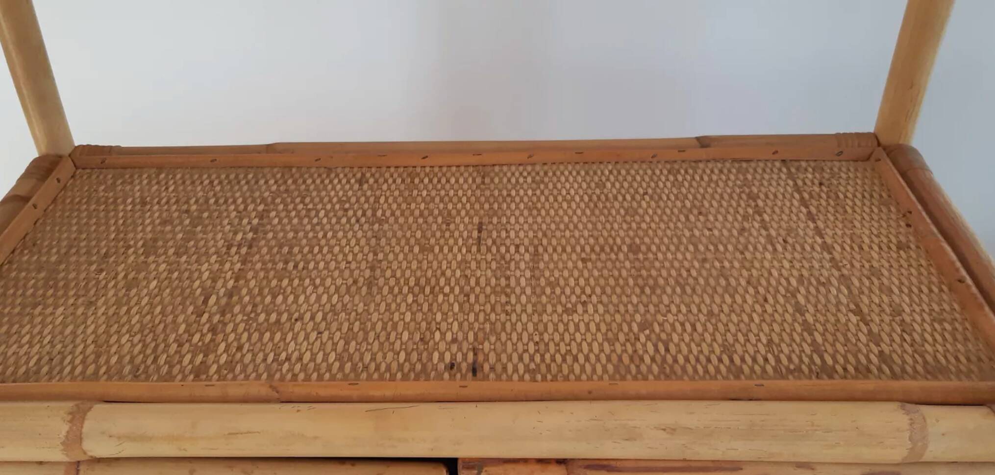 Rattan stand shelf and canning 50s