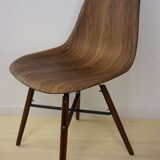 Set of 4 chairs in ABS, wood and metal